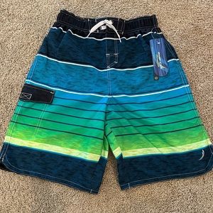 Exertek boys size large (14-16) swim trunks (color: lime stripe)